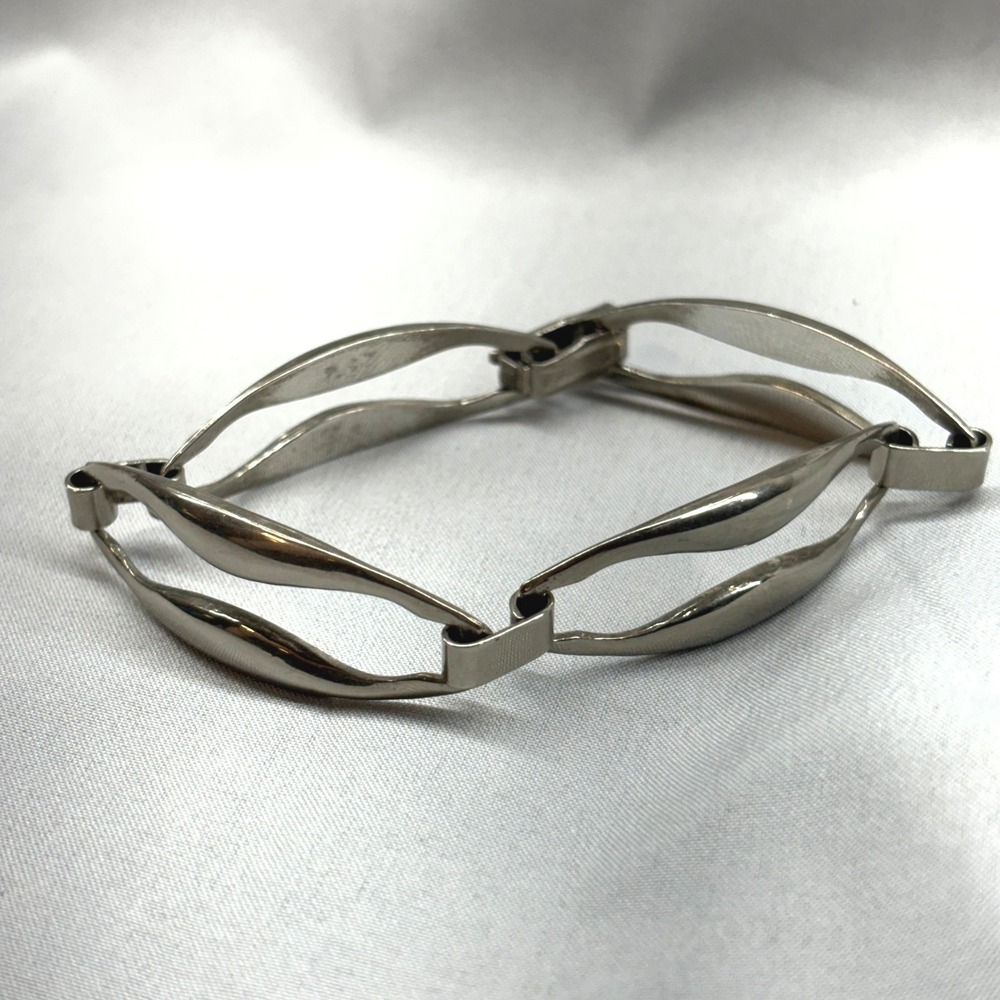 Unbranded Link Bracelet Unisex 7.5 Silver Good Mid Century Modern 925 Sterling